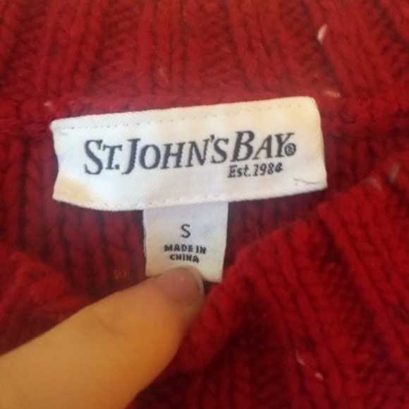 St. John's Bay Red Cable Knit Sweater - Picture 3 of 6